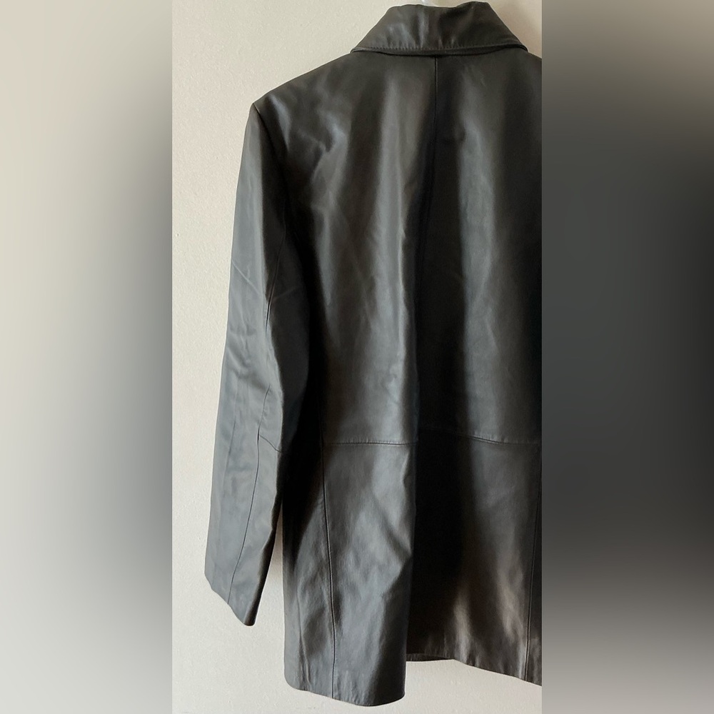 Bernardo Dark Brown Leather Jacket Button Front S… - image 7